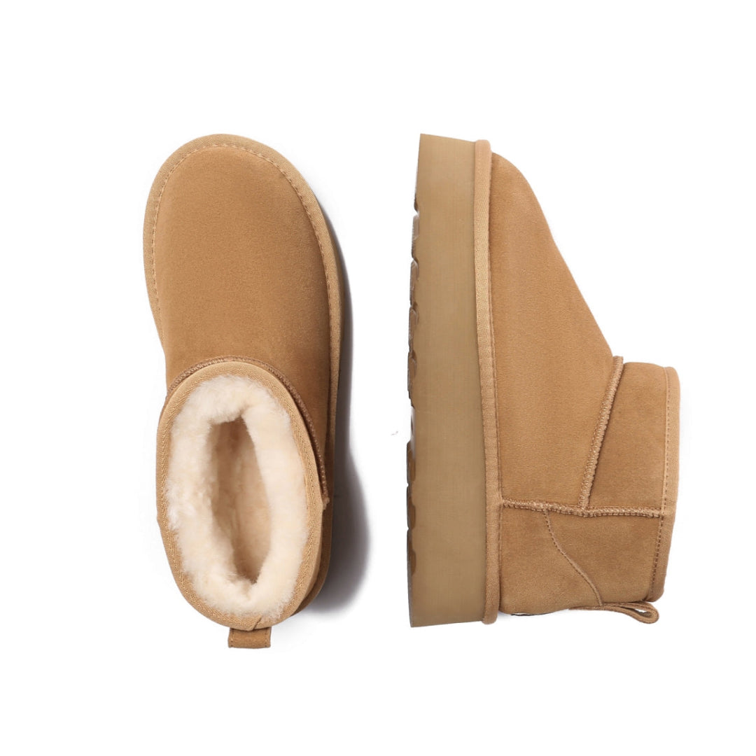 EVERAU Heron Chestnut Ultra Mini Platform Boots Botki Brązowe