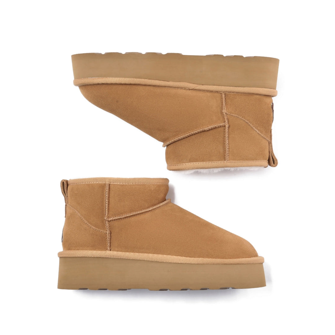 EVERAU Heron Chestnut Ultra Mini Platform Boots Botki Brązowe