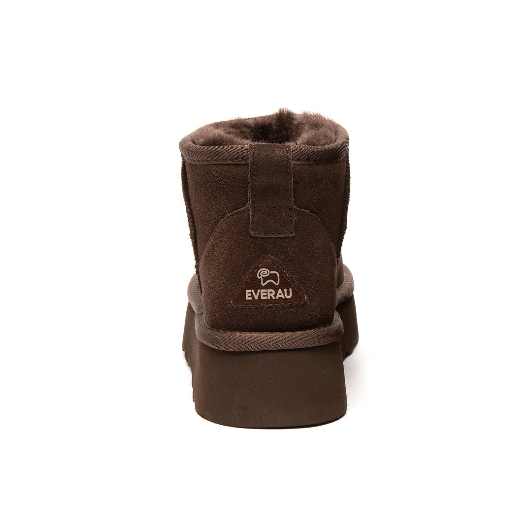 EVERAU Heron Chocolate Ultra Mini Platform Boots Botki Czekoladowe