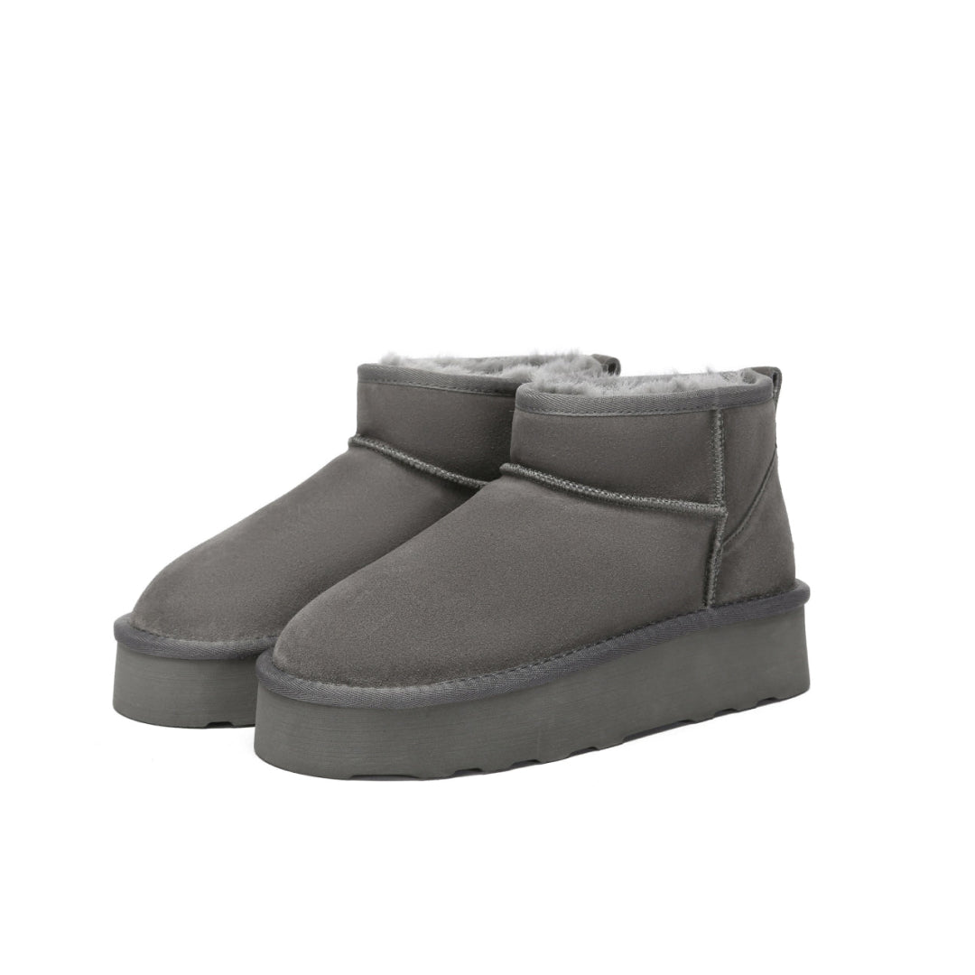 EVERAU Heron Grey Ultra Mini Platform Boots Botki Szare