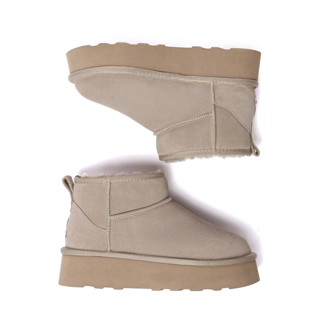 EVERAU Heron Sand Ultra Mini Platform Boots Botki Beżowe
