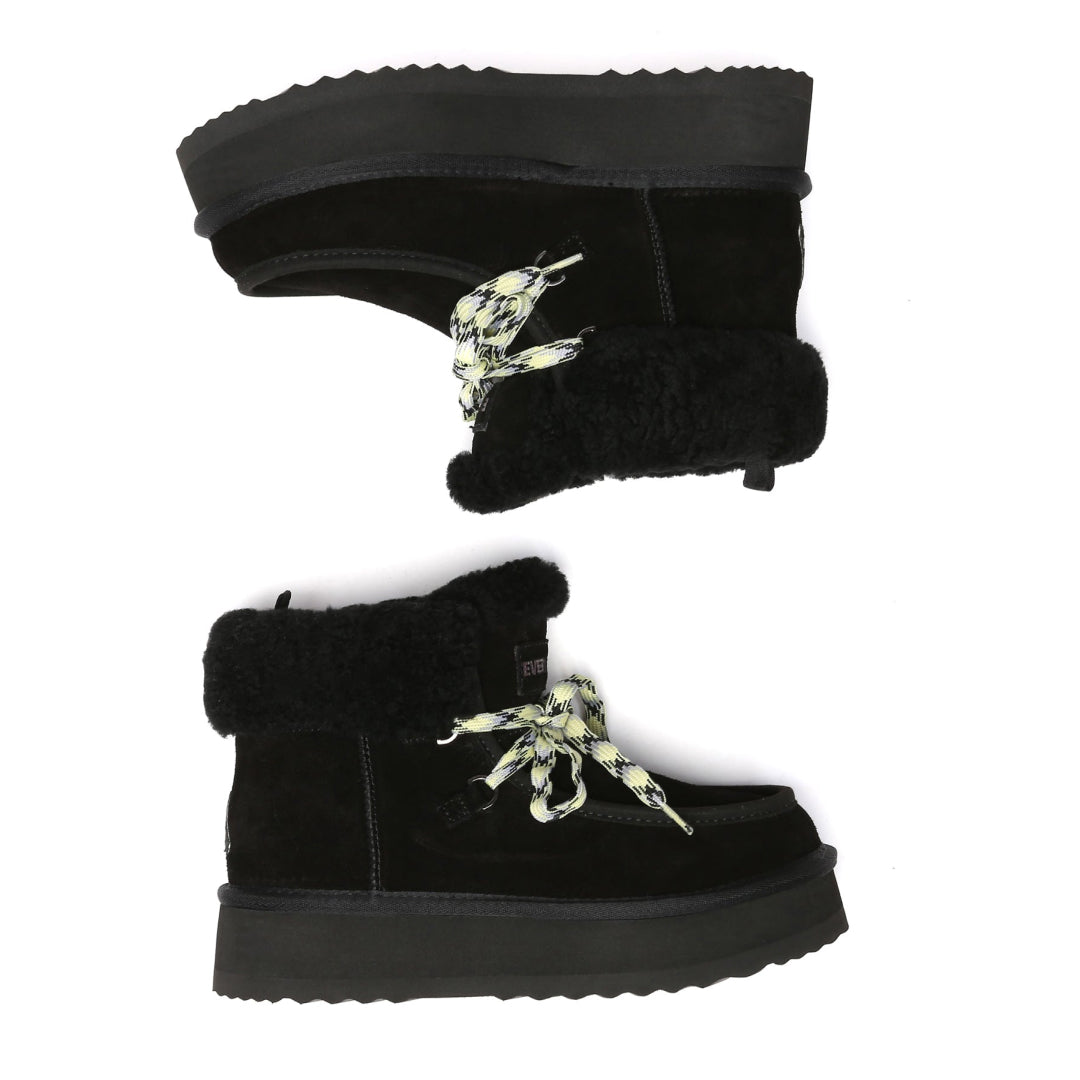 EVERAU Lapwing Black Ankle Platform Boots Botki Czarne