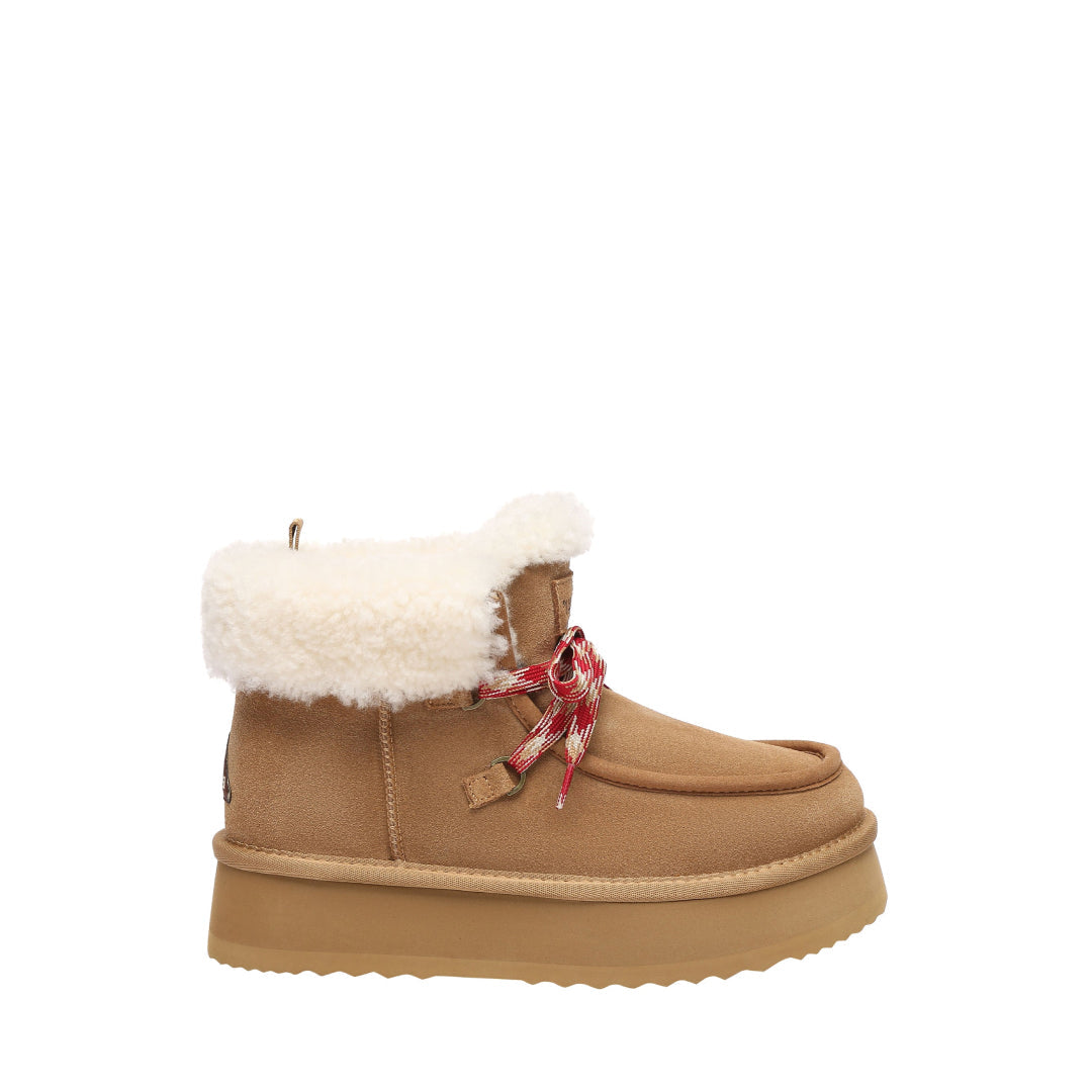 EVERAU Lapwing Chestnut Ankle Platform Boots Botki Brązowe