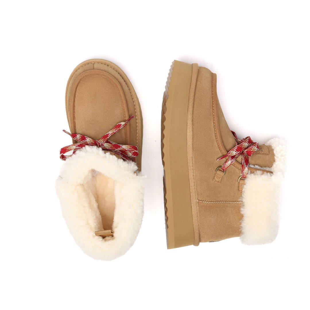 EVERAU Lapwing Chestnut Ankle Platform Boots Botki Brązowe