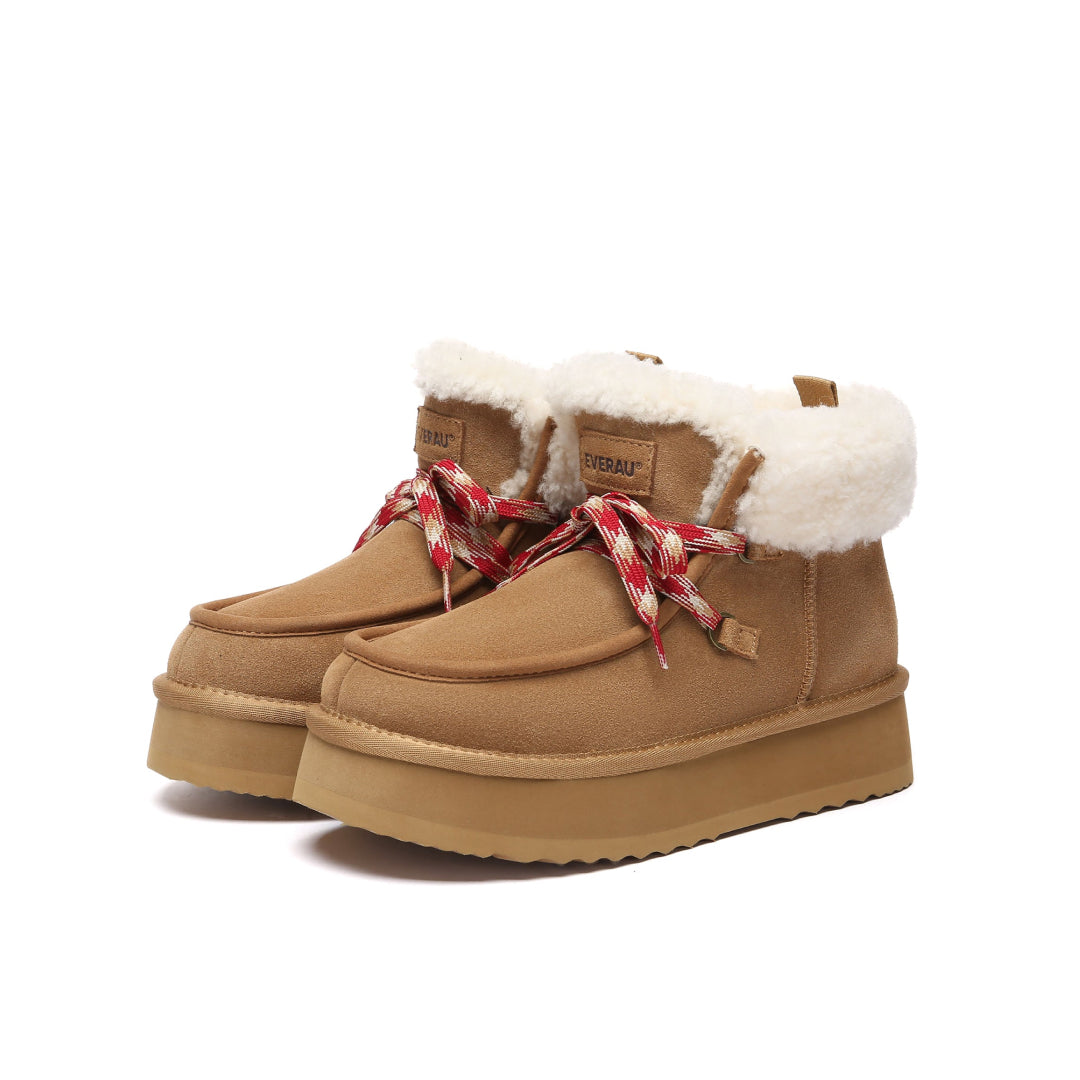 EVERAU Lapwing Chestnut Ankle Platform Boots Botki Brązowe