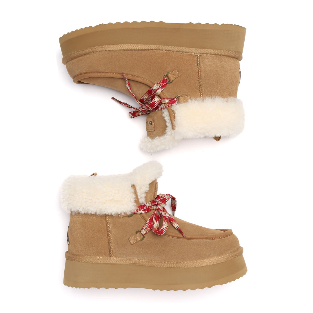 EVERAU Lapwing Chestnut Ankle Platform Boots Botki Brązowe