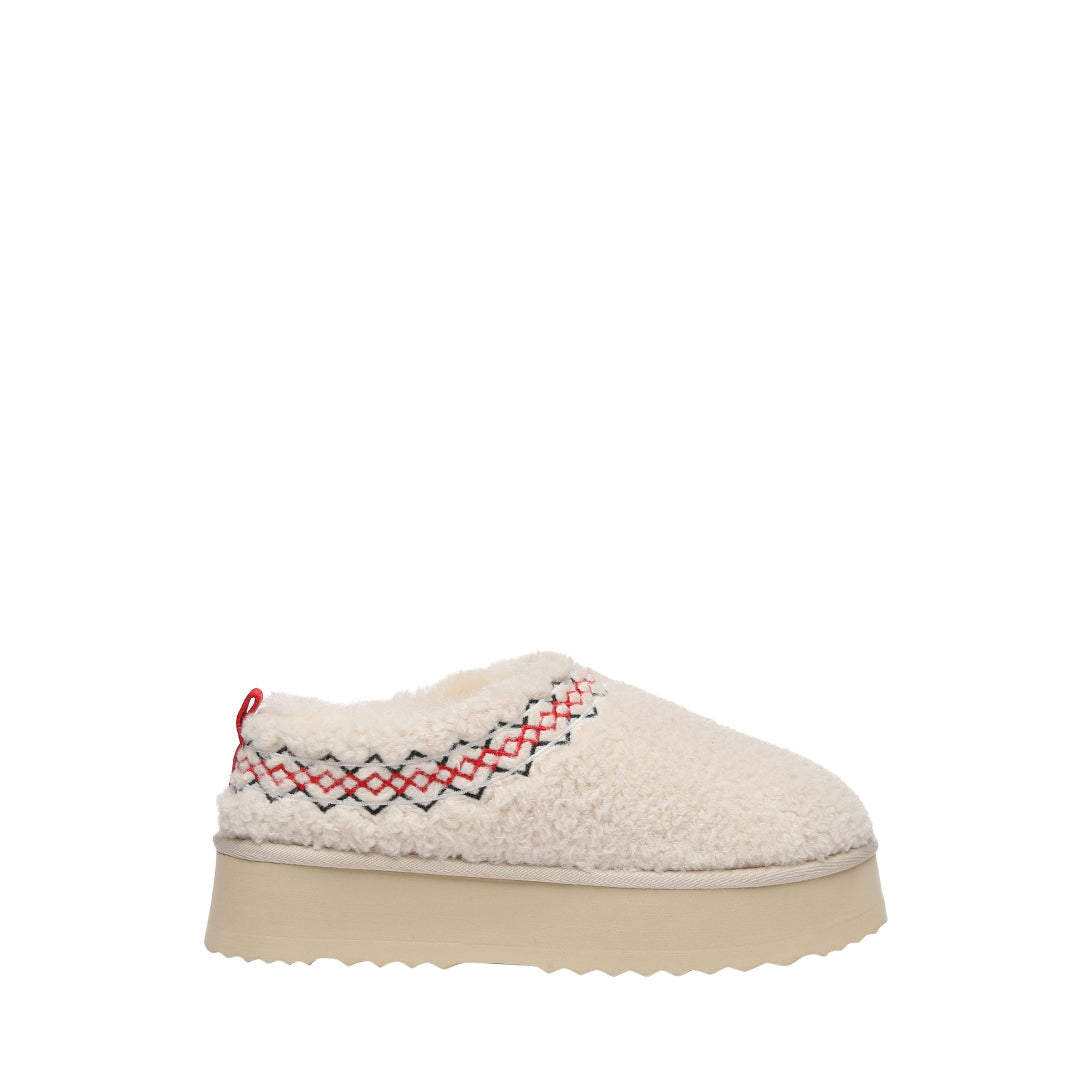 EVERAU Lewin Sand Plush Platform Slippers Kapcie Beżowe