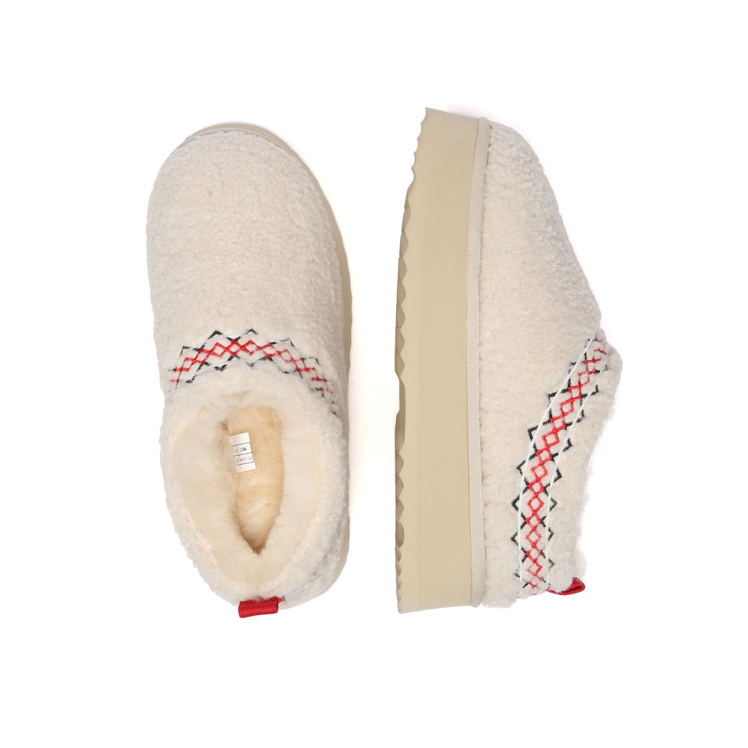 EVERAU Lewin Sand Plush Platform Slippers Kapcie Beżowe