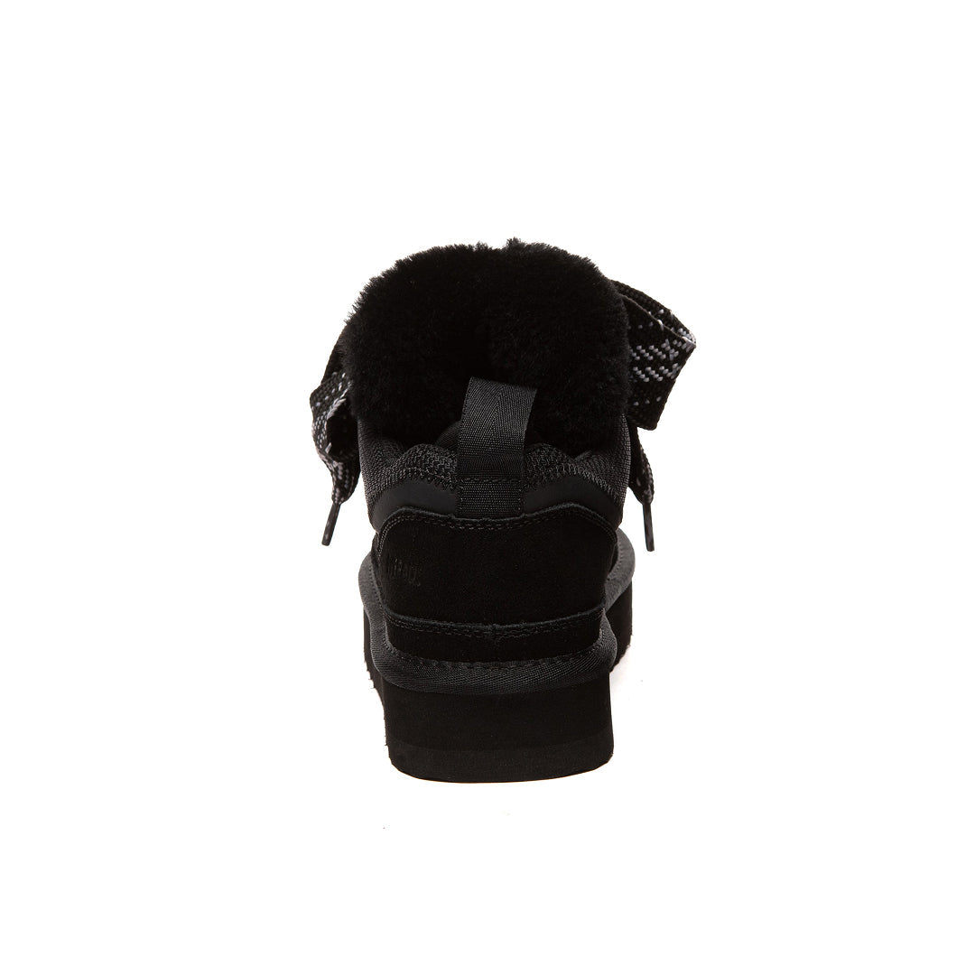 EVERAU Marbled Black Lace Up Platform Sneakersy Czarne