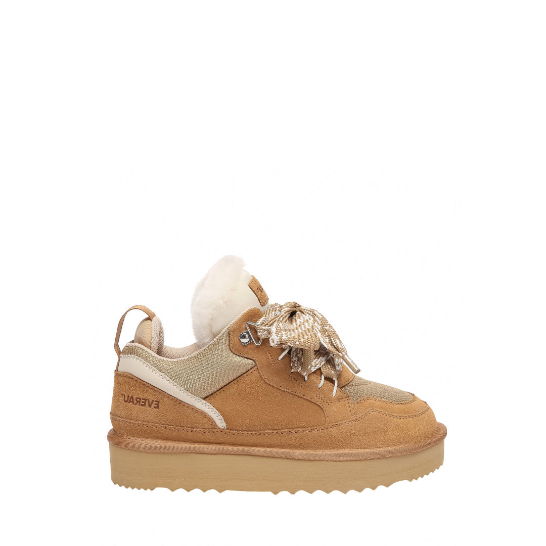 EVERAU Marbled Chestnut Lace Up Platform Sneakersy Brązowe
