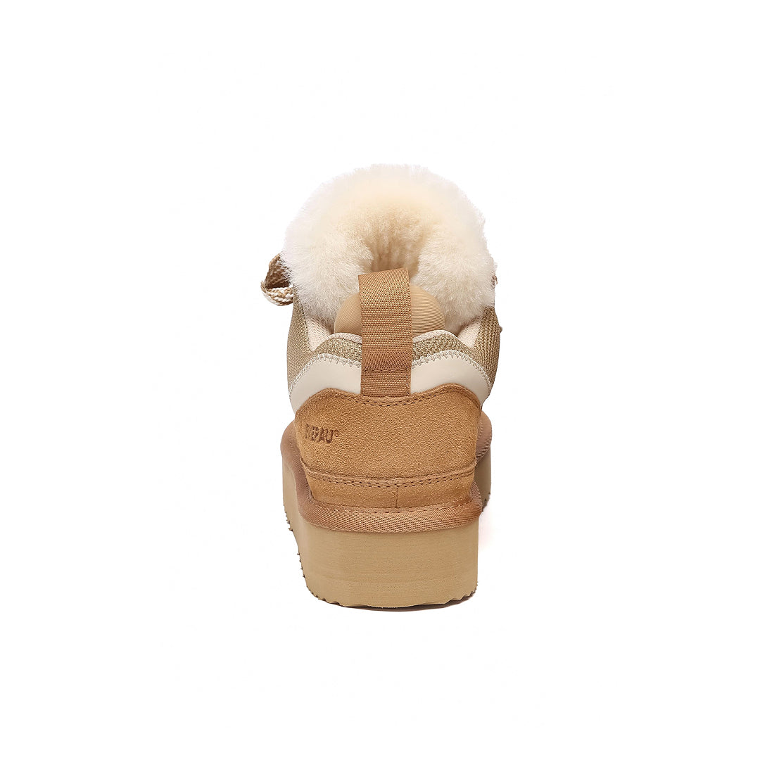 EVERAU Marbled Chestnut Lace Up Platform Sneakersy Brązowe