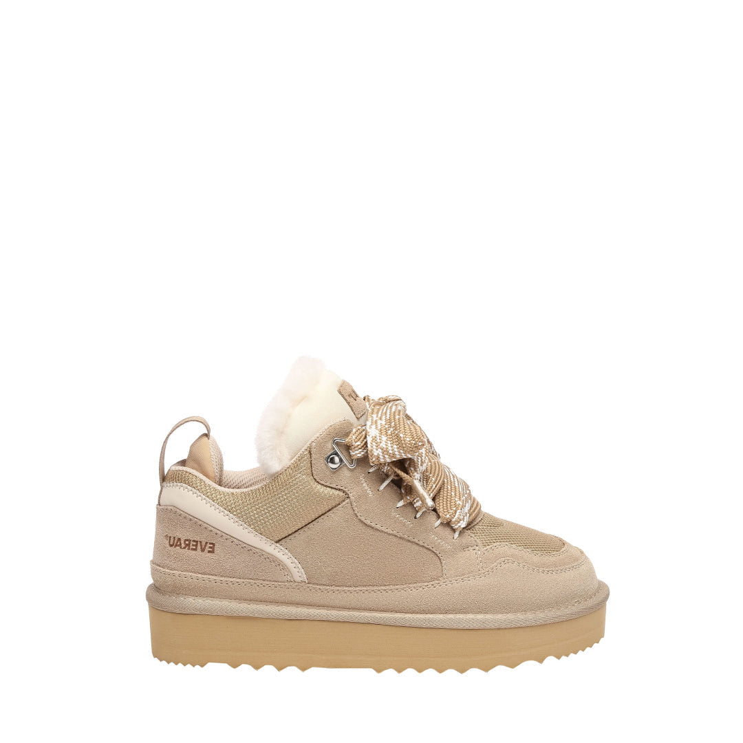 EVERAU Marbled Sand Lace Up Platform Sneakersy Beżowe