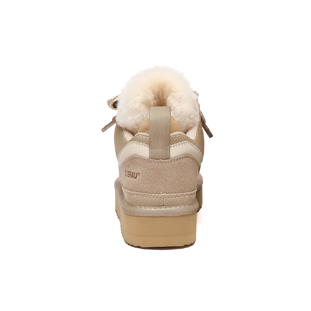 EVERAU Marbled Sand Lace Up Platform Sneakersy Beżowe