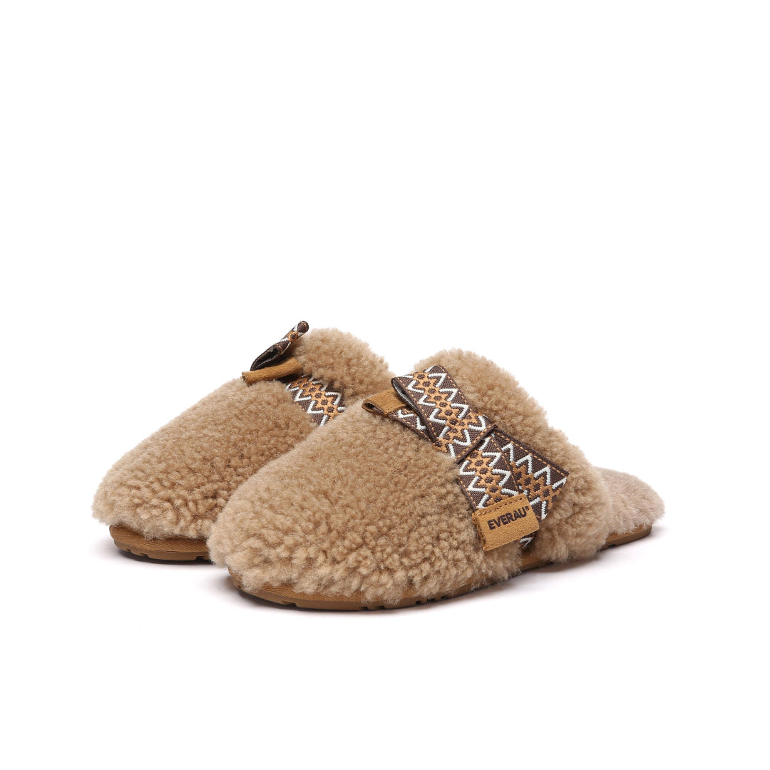 EVERAU Moorhen Brown Bow Slippers Kapcie Brązowe
