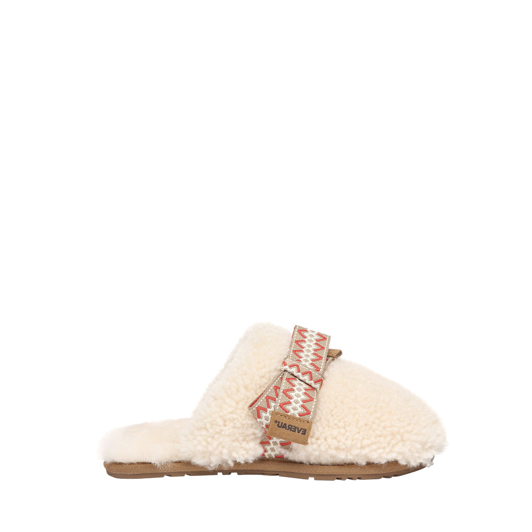 EVERAU Moorhen Cream Bow Slippers Kapcie Beżowe