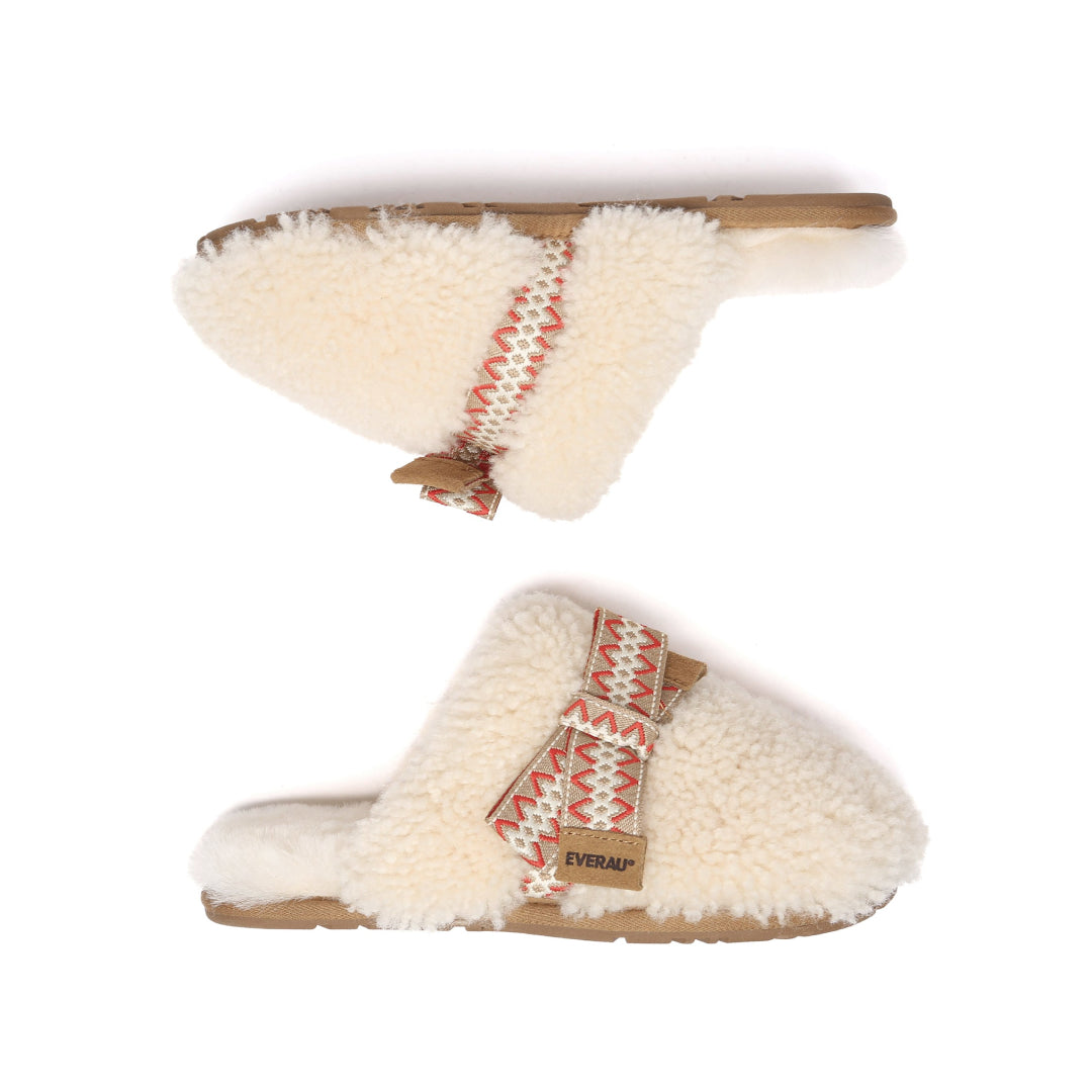 EVERAU Moorhen Cream Bow Slippers Kapcie Beżowe