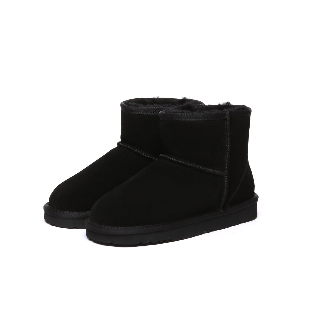 EVERAU Ostrich Black Leather Short Boots Botki Czarne