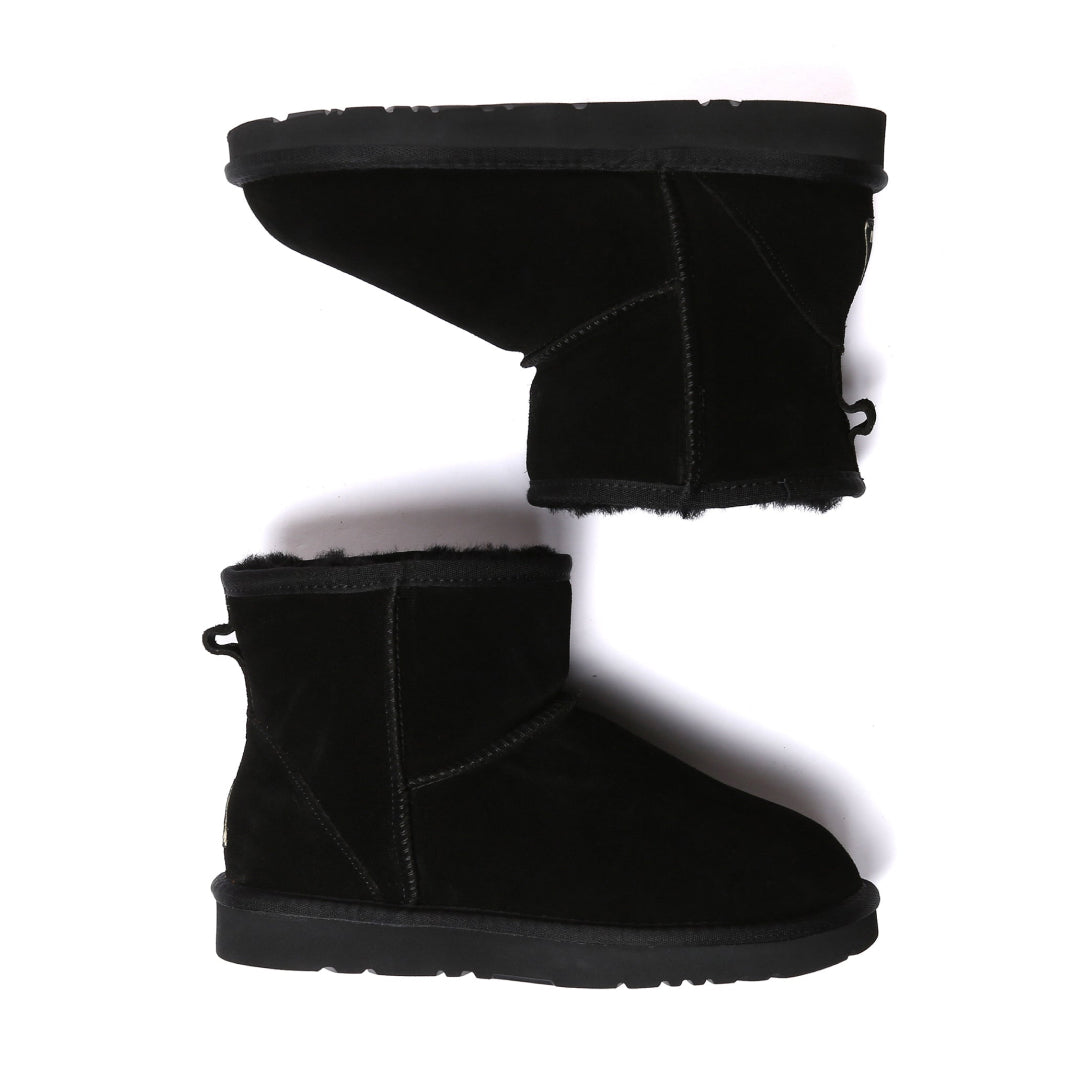 EVERAU Ostrich Black Leather Short Boots Botki Czarne