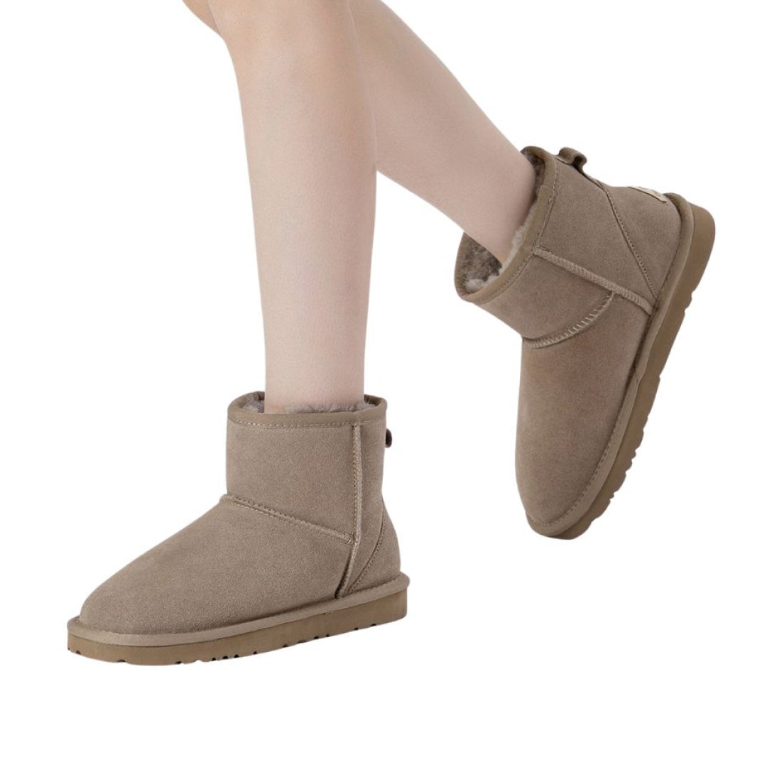 EVERAU Ostrich Brown Leather Short Boots Botki Brązowe