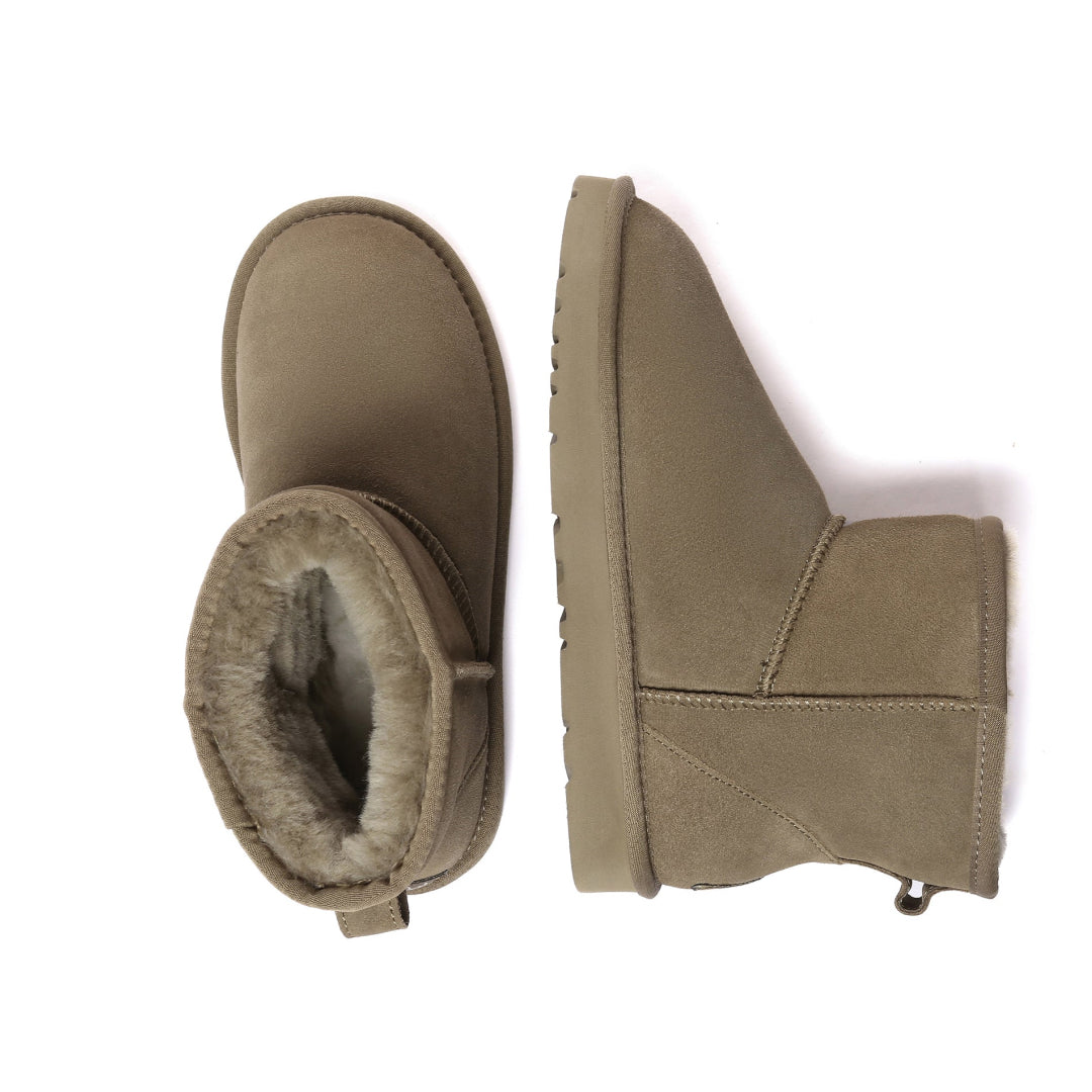EVERAU Ostrich Caribou Leather Short Boots Botki Zielone