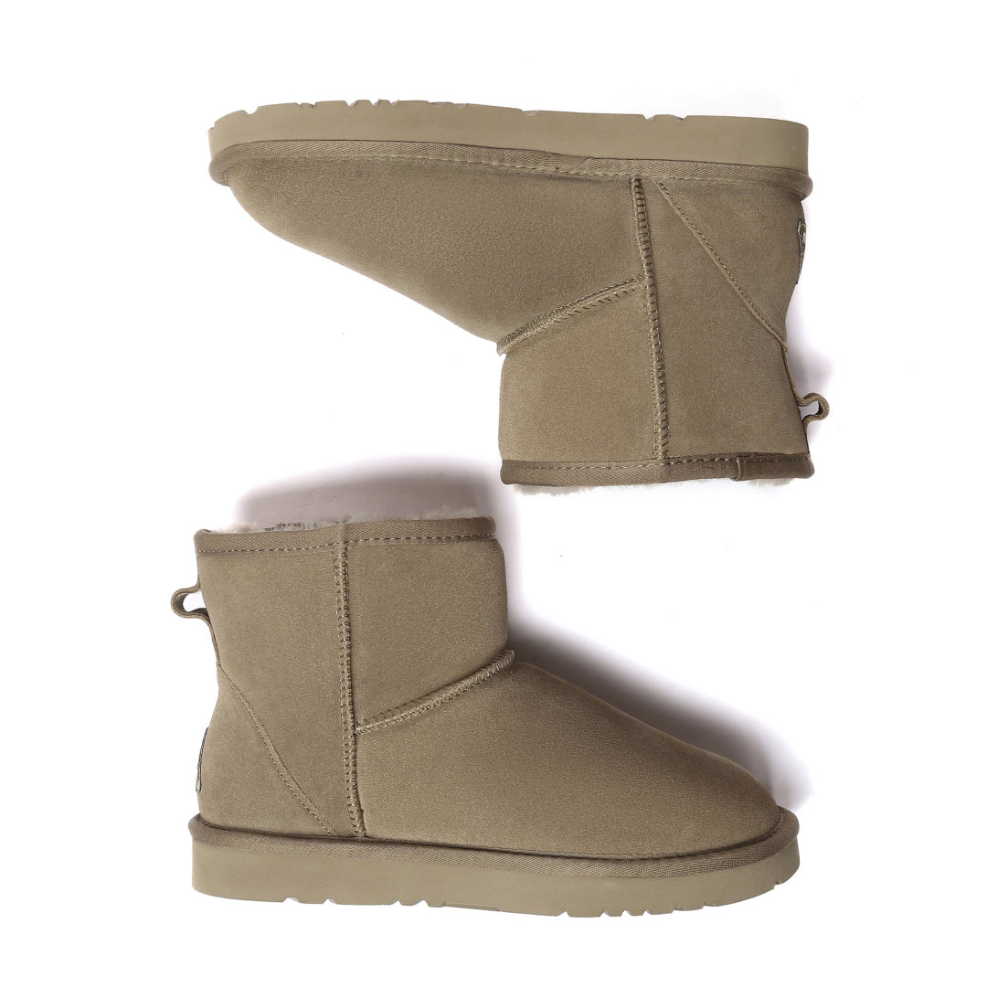 EVERAU Ostrich Caribou Leather Short Boots Botki Zielone