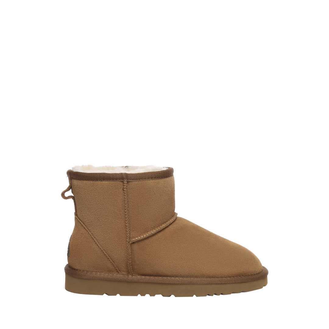 EVERAU Ostrich Chestnut Leather Short Boots Botki Brązowe
