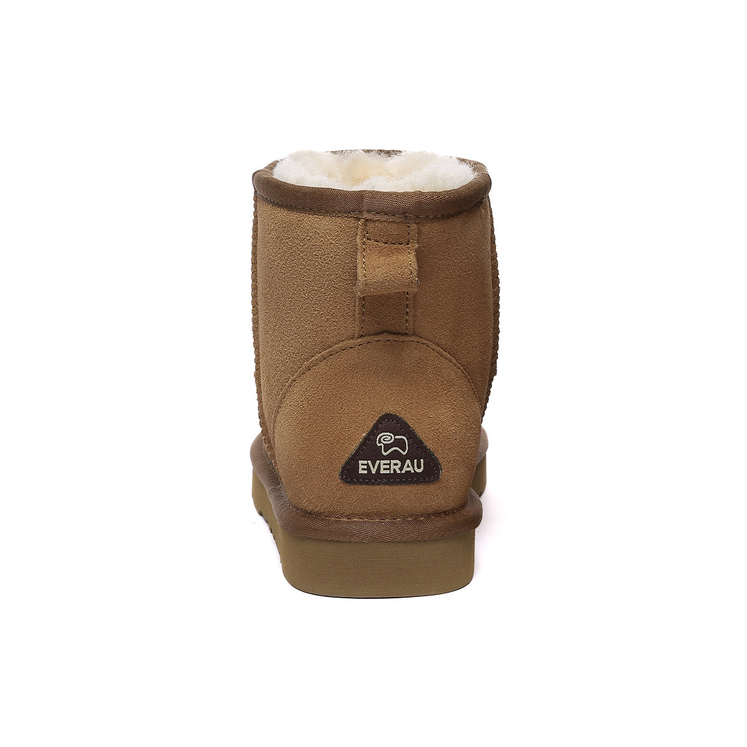 EVERAU Ostrich Chestnut Leather Short Boots Botki Brązowe