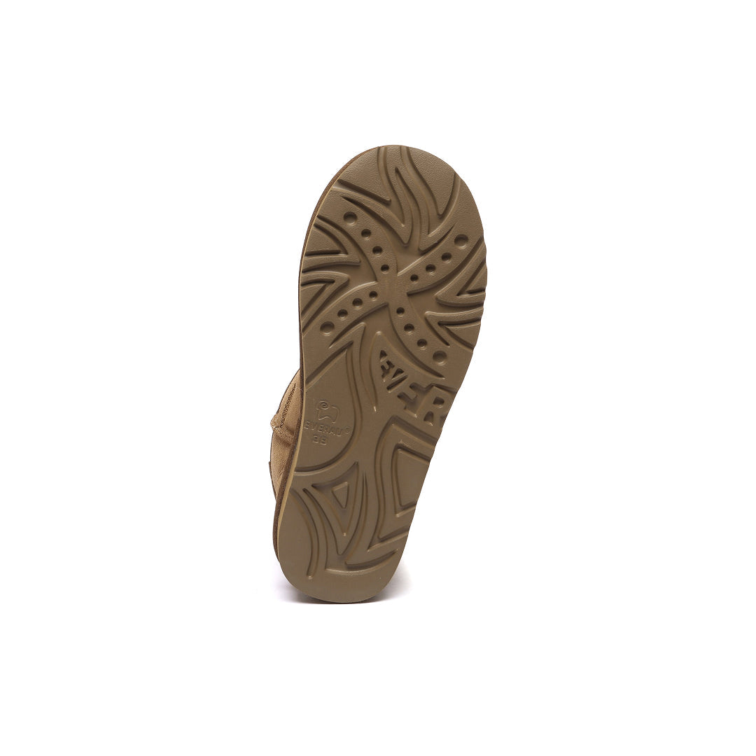 EVERAU Ostrich Chestnut Leather Short Boots Botki Brązowe
