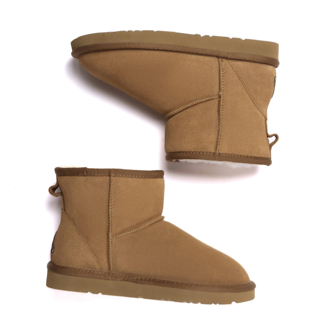 EVERAU Ostrich Chestnut Leather Short Boots Botki Brązowe