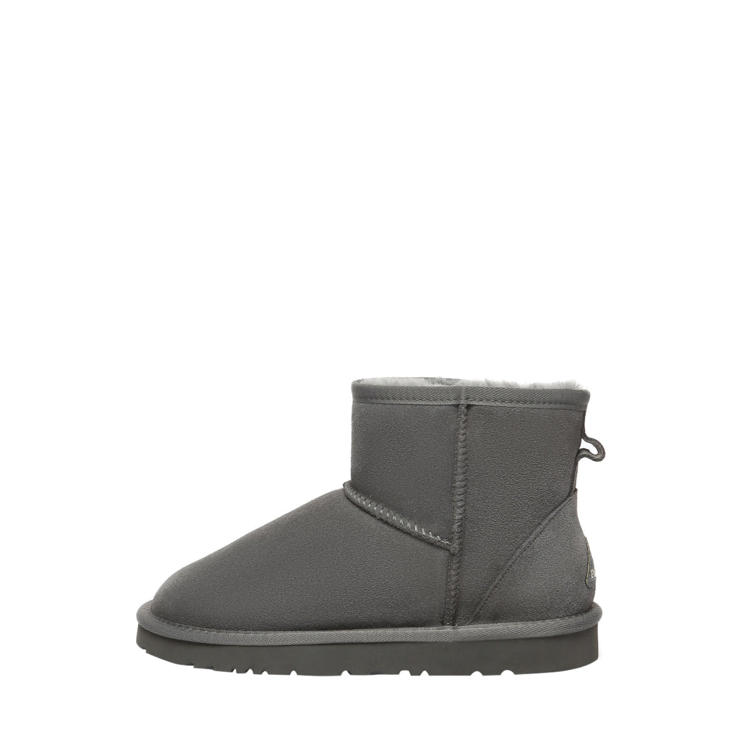 EVERAU Ostrich Grey Leather Short Boots Botki Szare
