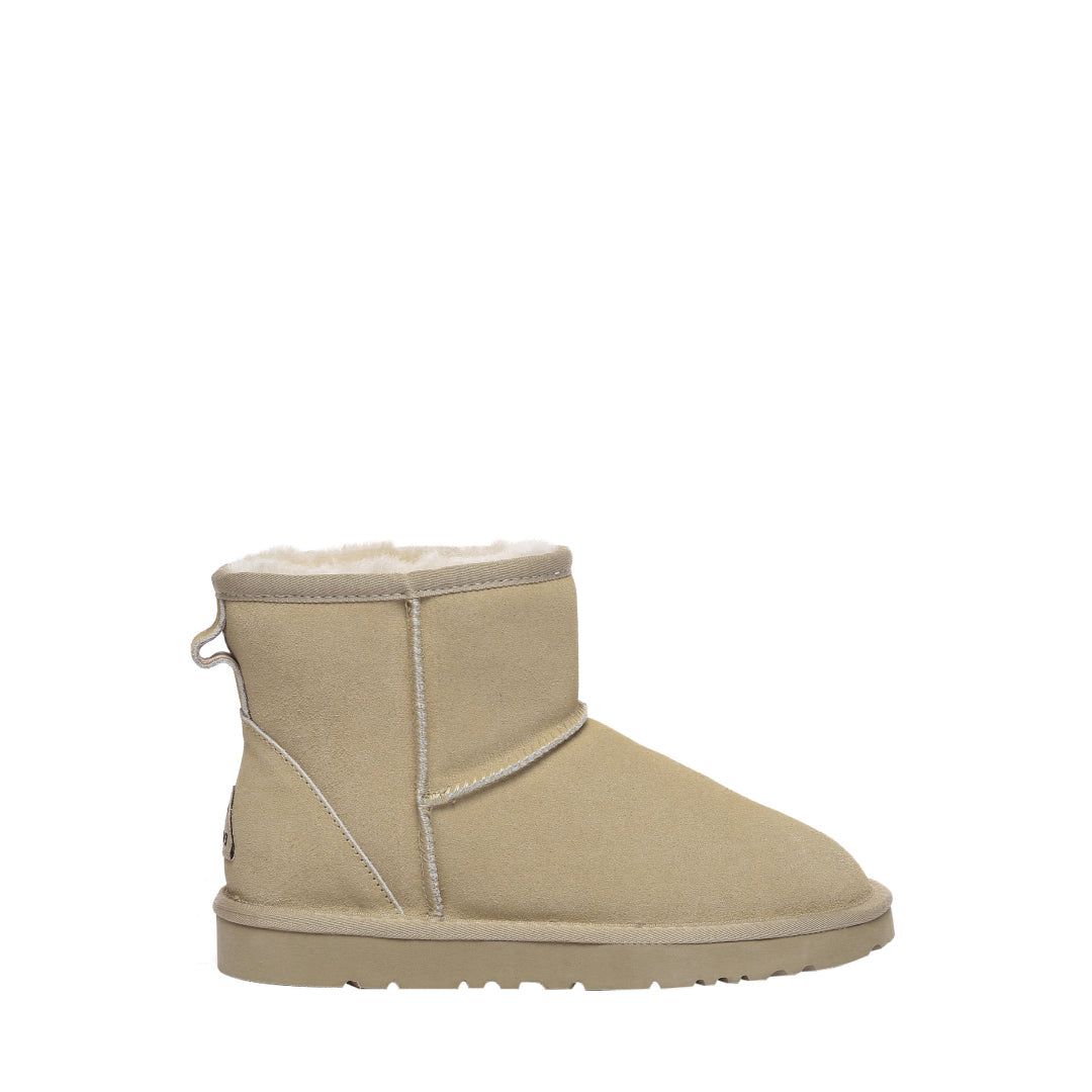 EVERAU Ostrich Sand Leather Short Boots Botki Beżowe