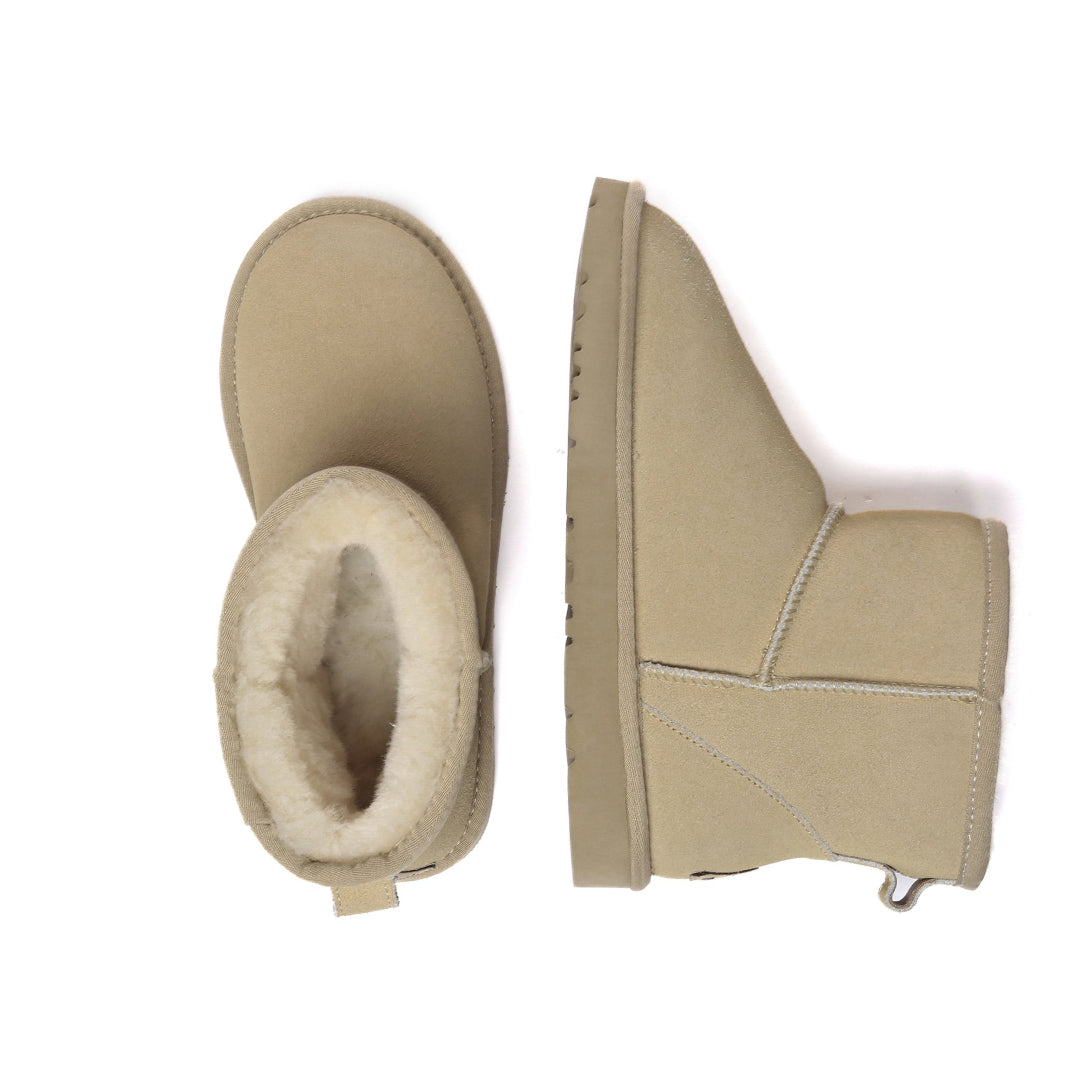 EVERAU Ostrich Sand Leather Short Boots Botki Beżowe