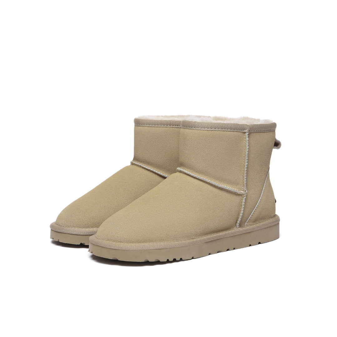 EVERAU Ostrich Sand Leather Short Boots Botki Beżowe