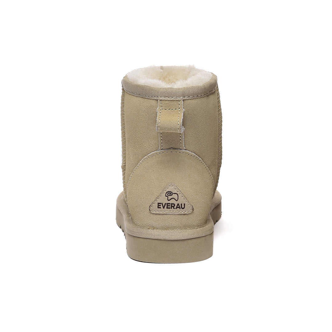 EVERAU Ostrich Sand Leather Short Boots Botki Beżowe