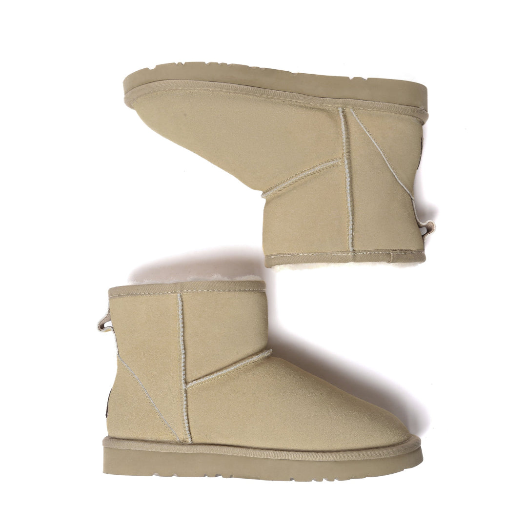 EVERAU Ostrich Sand Leather Short Boots Botki Beżowe