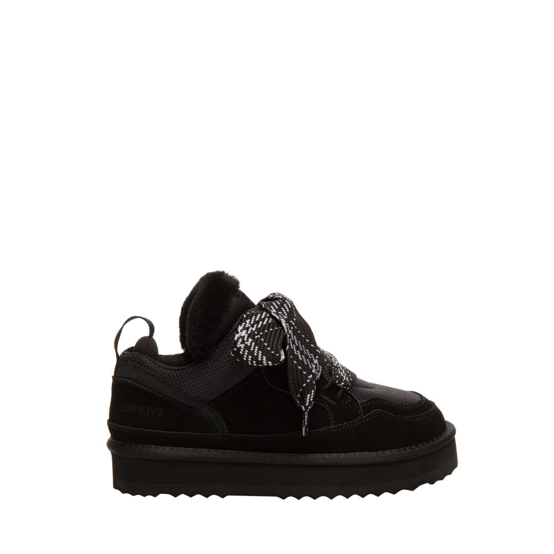 EVERAU Papuan Black Lace Up Sneakersy Czarne
