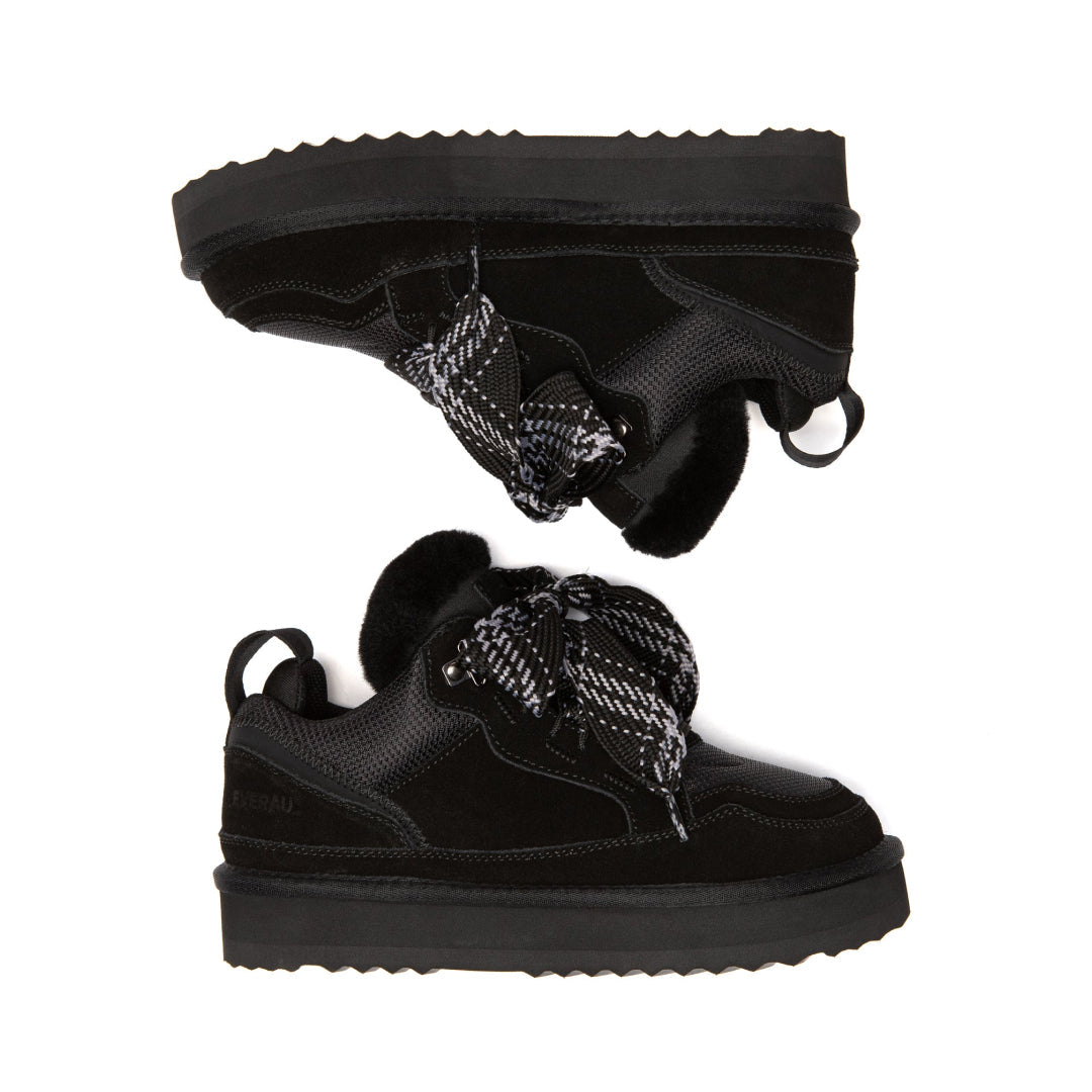 EVERAU Papuan Black Lace Up Sneakersy Czarne