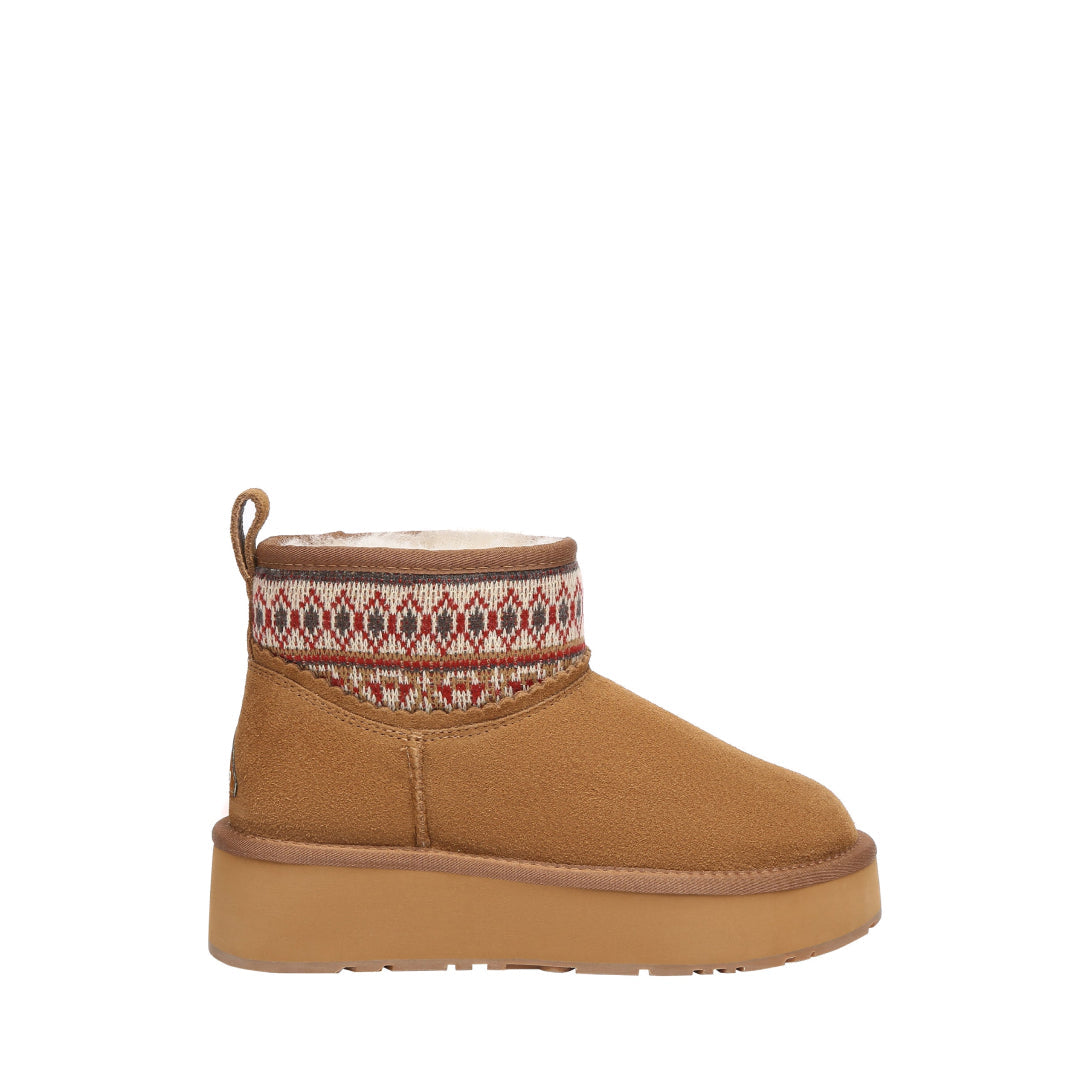 EVERAU Plover Chestnut Ankle Platform Boots Botki Brązowe