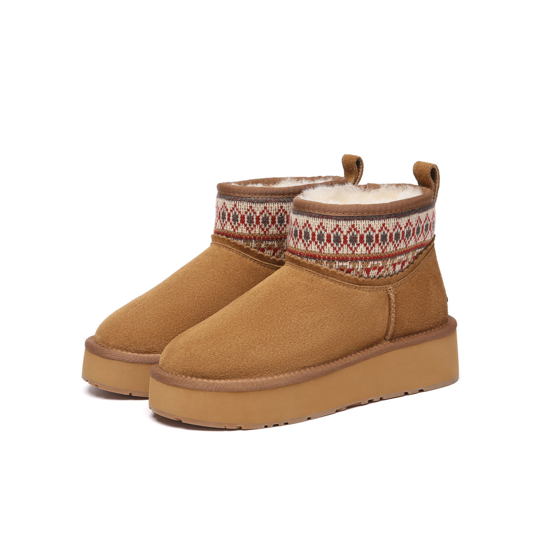 EVERAU Plover Chestnut Ankle Platform Boots Botki Brązowe