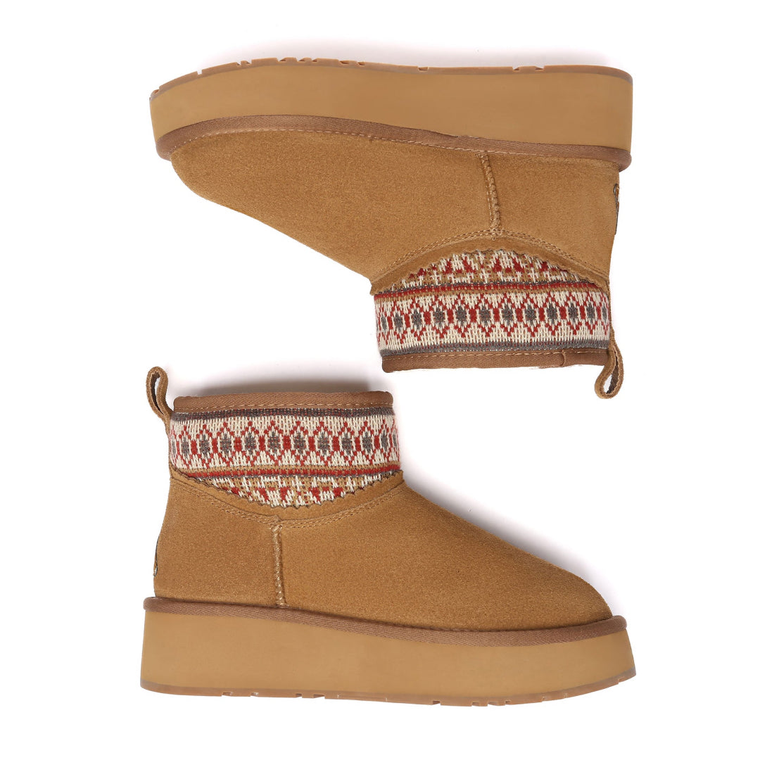 EVERAU Plover Chestnut Ankle Platform Boots Botki Brązowe