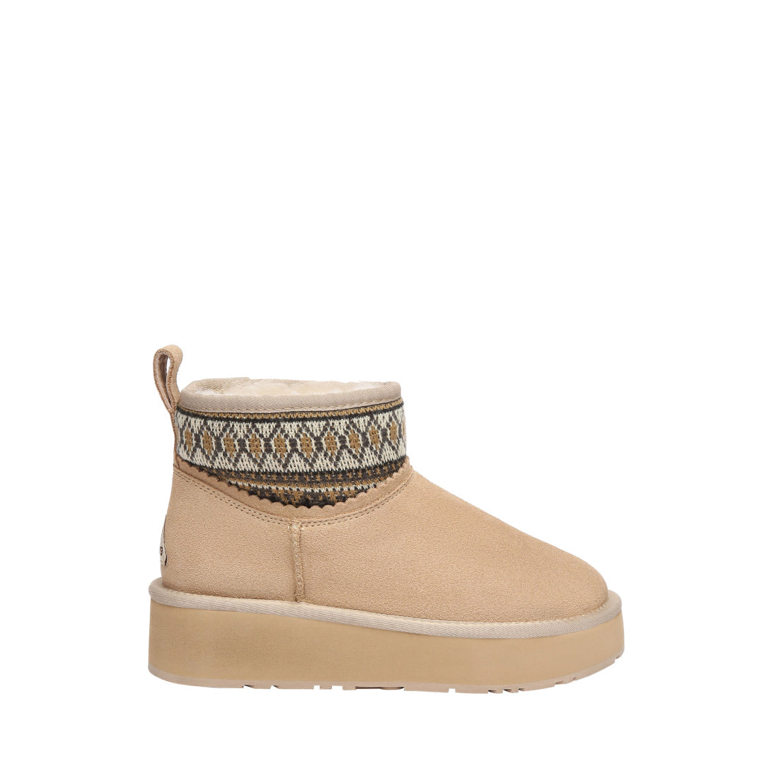 EVERAU Plover Sand Ankle Platform Boots Botki Beżowe