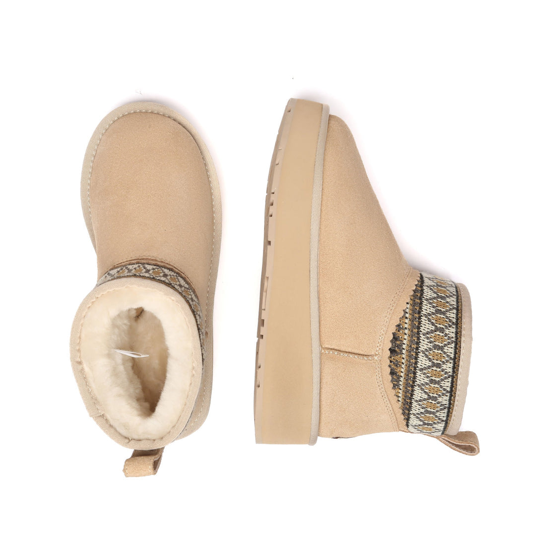 EVERAU Plover Sand Ankle Platform Boots Botki Beżowe