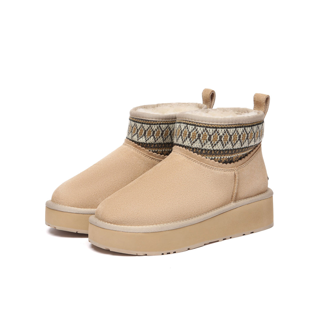 EVERAU Plover Sand Ankle Platform Boots Botki Beżowe