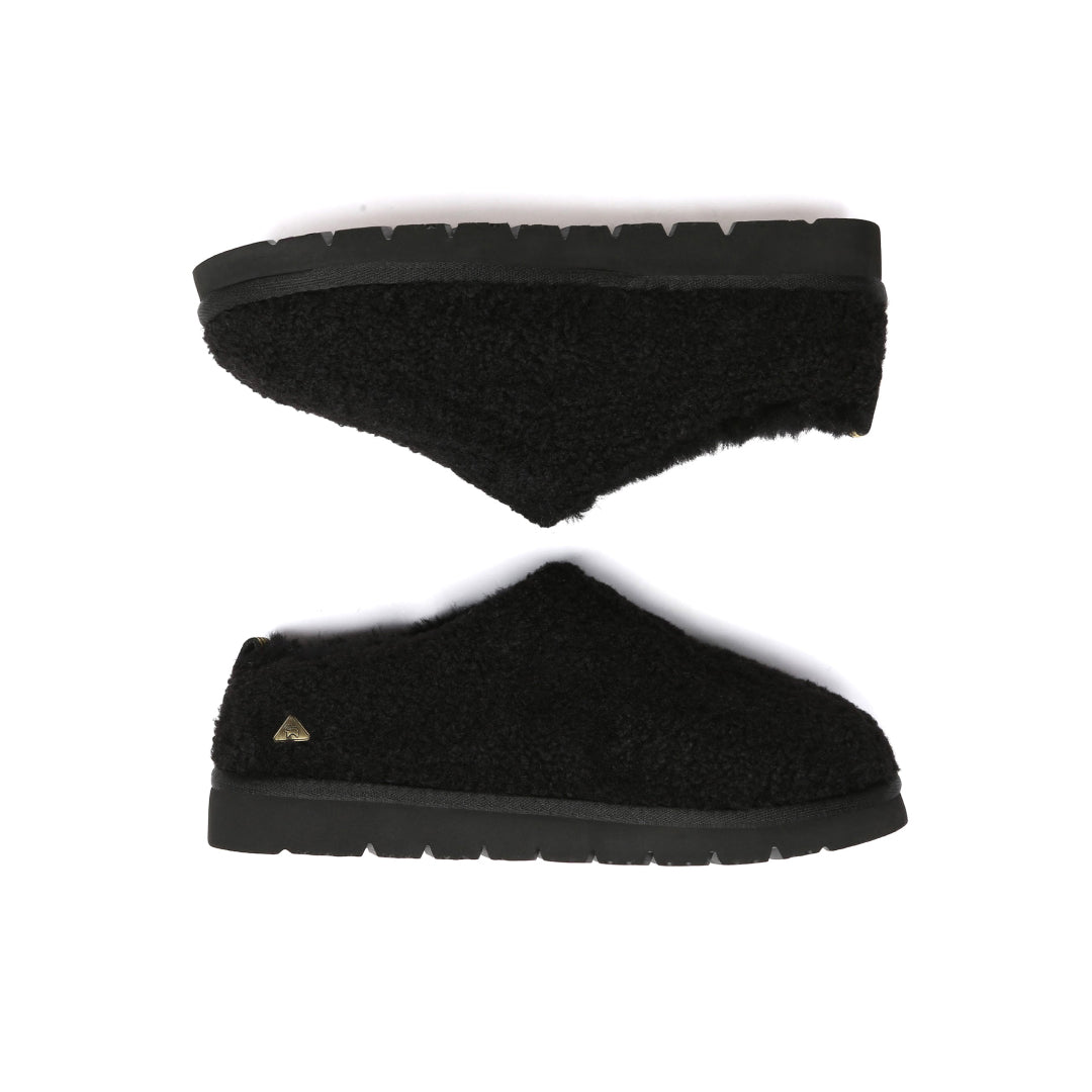 EVERAU Snipe Black Plush Ankle Slippers Kapcie Czarne