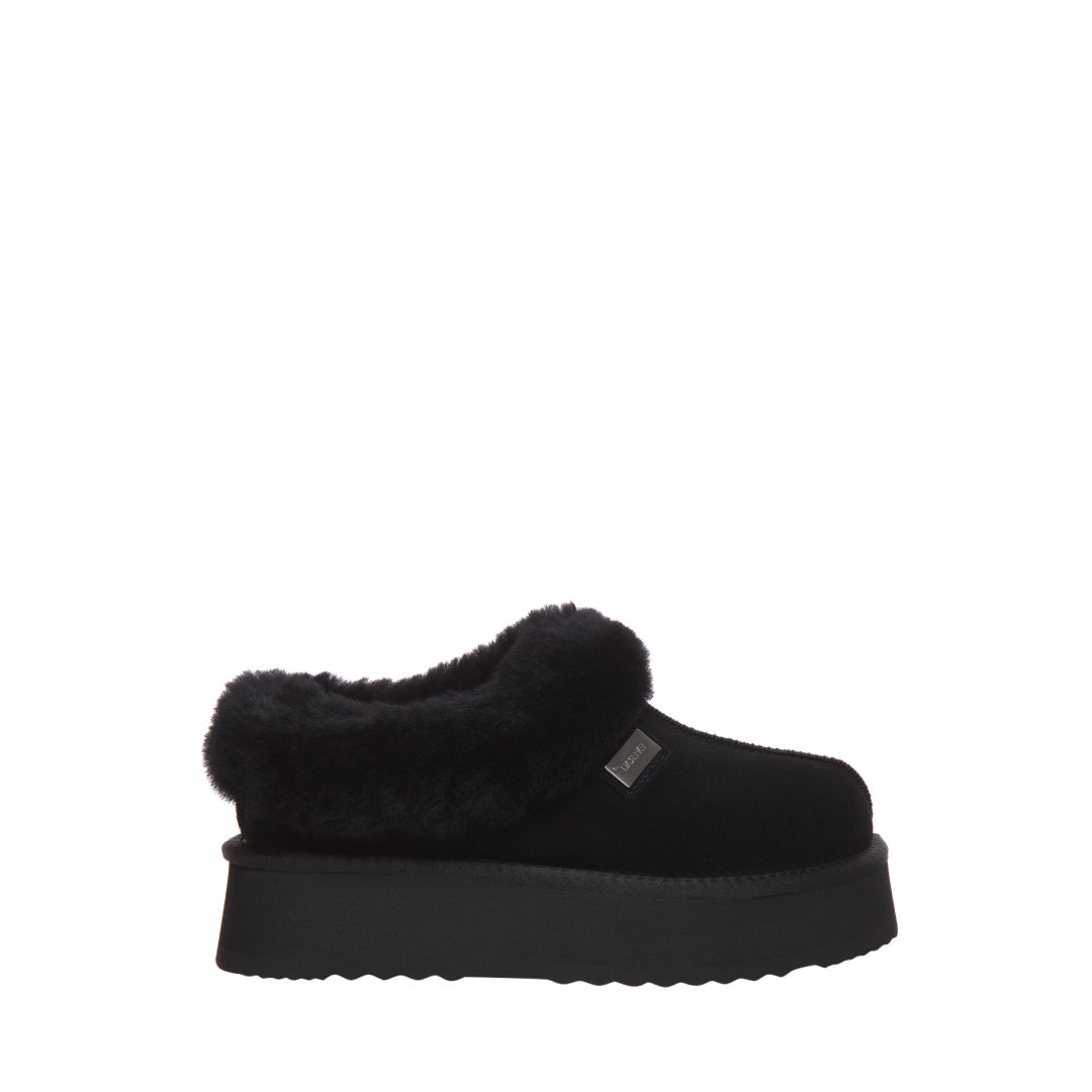 EVERAU Topknot Black Leather Slippers Kapcie Czarne