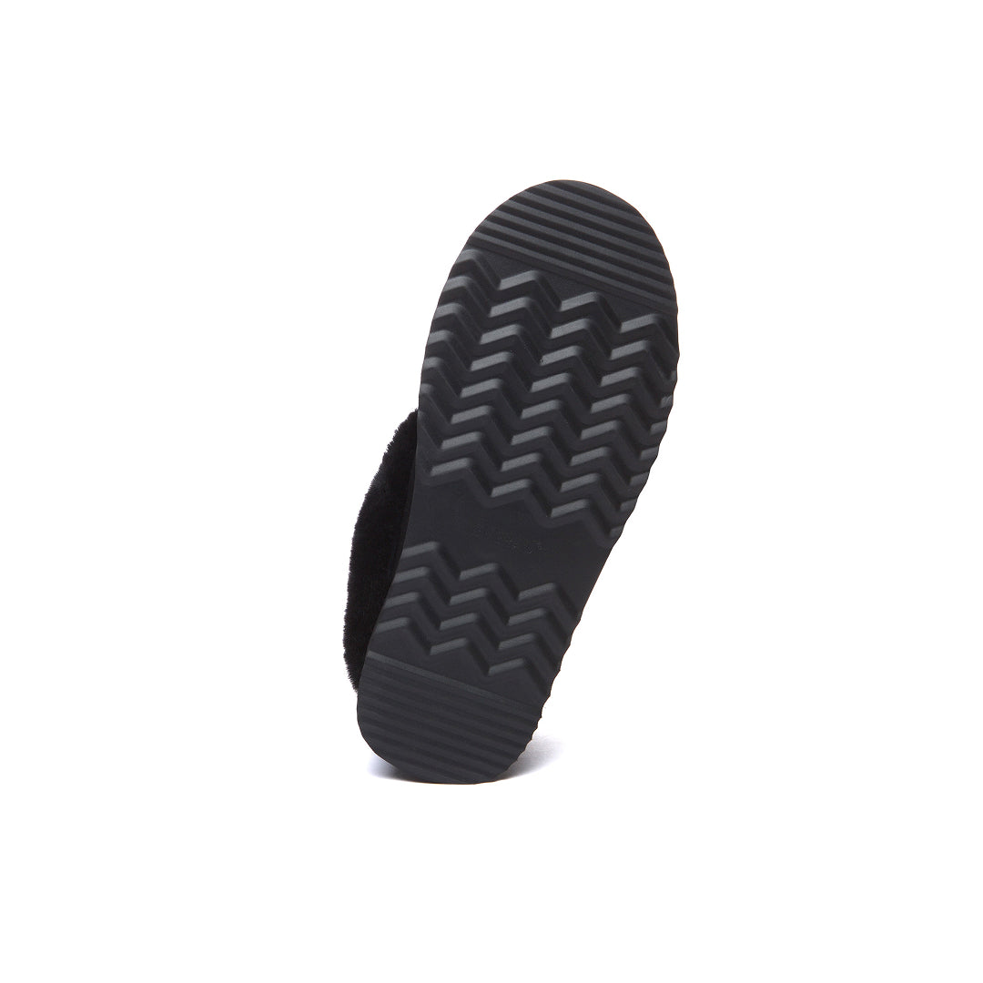 EVERAU Topknot Black Leather Slippers Kapcie Czarne