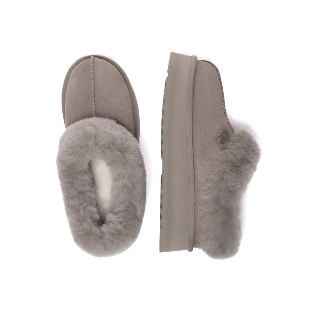 EVERAU Topknot Brown Leather Slippers Kapcie Brązowe