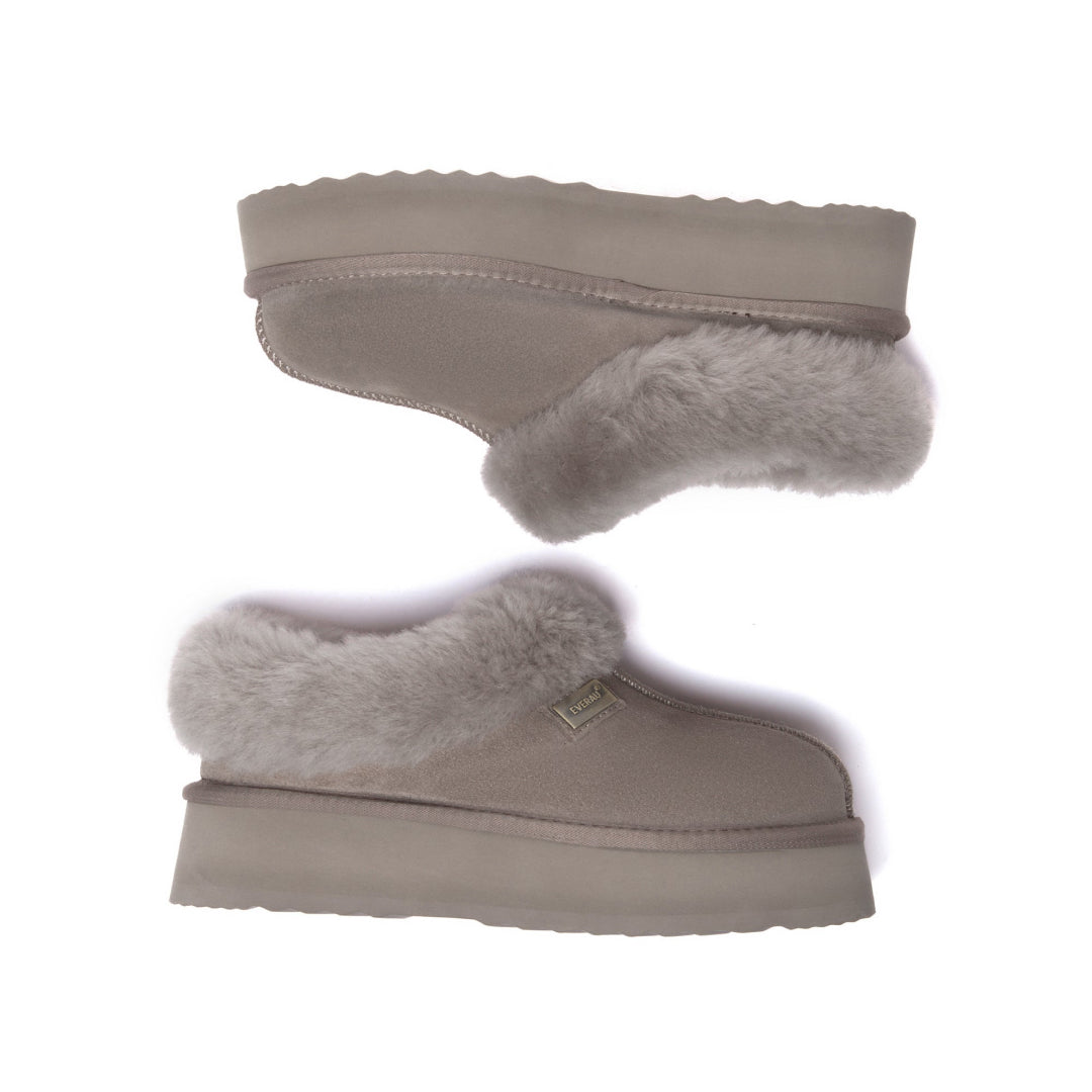 EVERAU Topknot Brown Leather Slippers Kapcie Brązowe