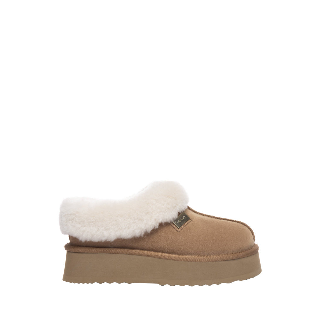 EVERAU Topknot Chestnut Leather Slippers Kapcie Brązowe