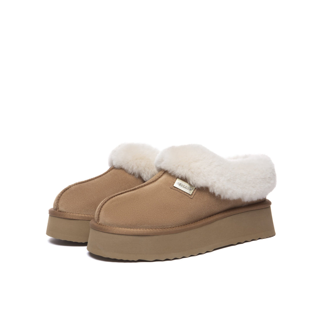 EVERAU Topknot Chestnut Leather Slippers Kapcie Brązowe